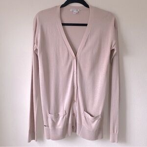 LACOSTE SILK COTTON LONG LINE V NECK CARDIGAN WHIMSICAL SPRING Dusty Pink 38